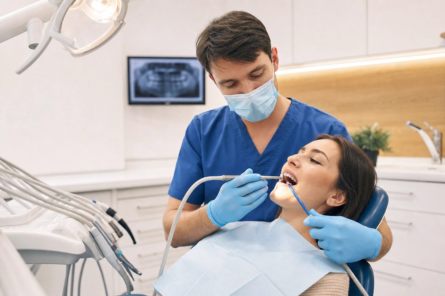 Dentist performing root canal therapy on a patient at Comfort Smiles Ann Arbor MI