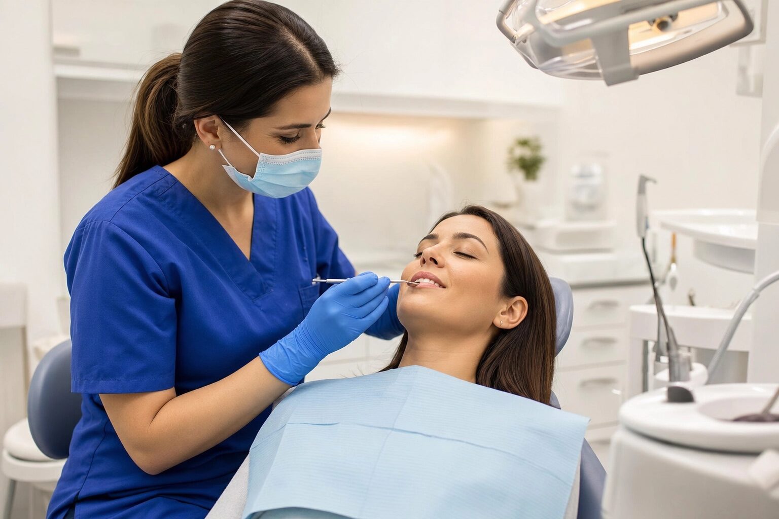 Calm patient in dental chair during root canal therapy at Comfort Smiles Family Dentistry Ann Arbor