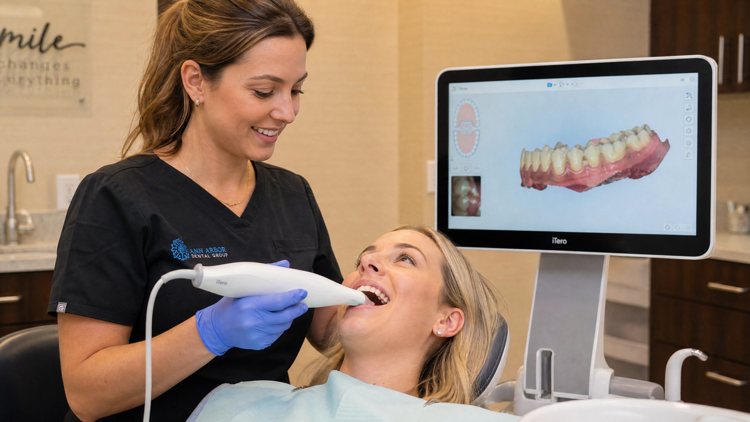 iTero digital intraoral scanner being used at Comfort Smiles Ann Arbor